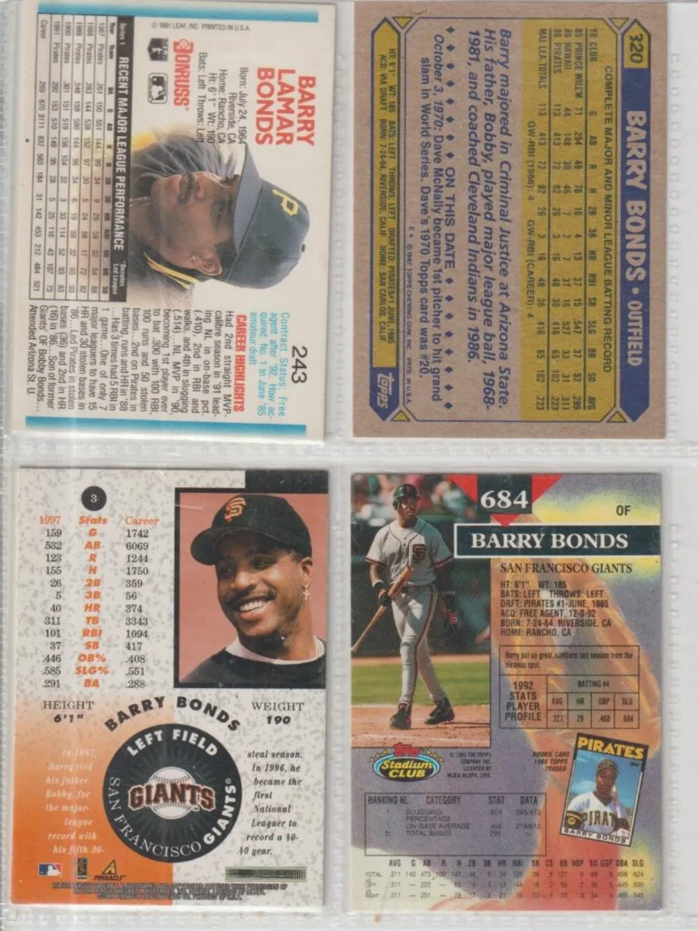 Barry Bonds 4 Card Lot – Rookie + Inserts/Base Mix #24